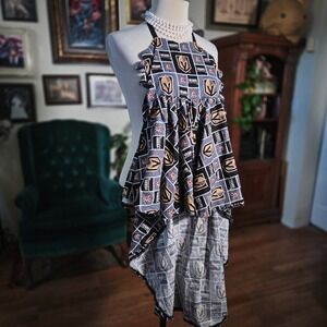 Vegas Golden Knights Dress‎ NHL Custom High Low Halter Top Ruffle Fan Gear Black